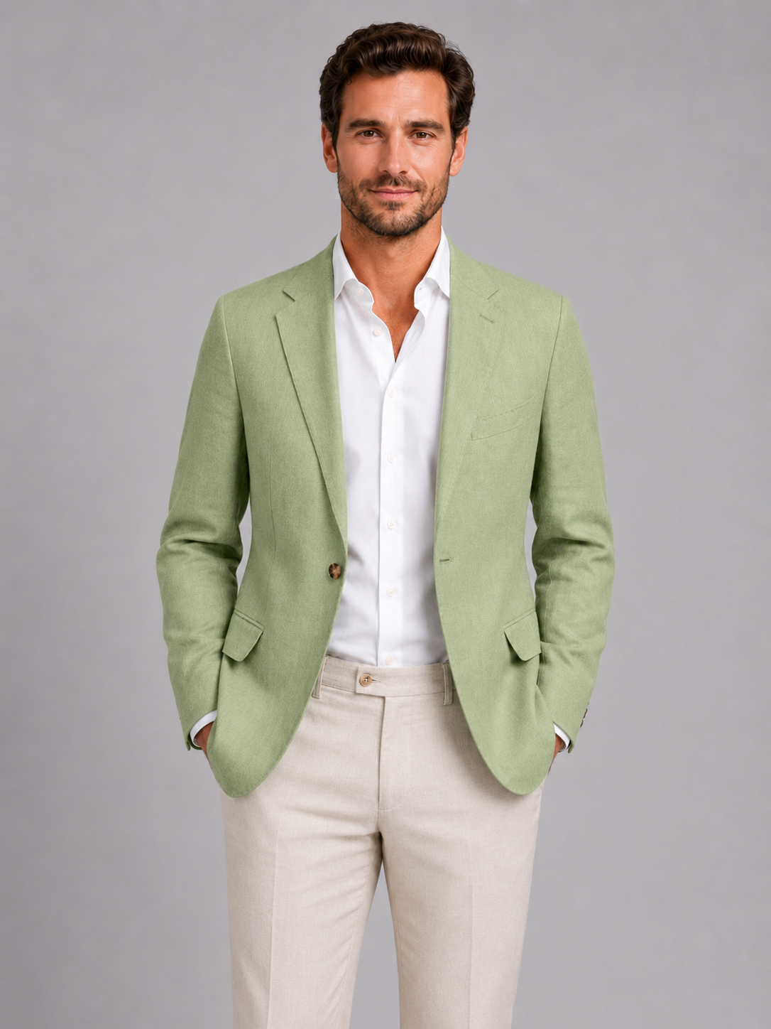 Men’s Single-Button Blazer with Notch Lapel