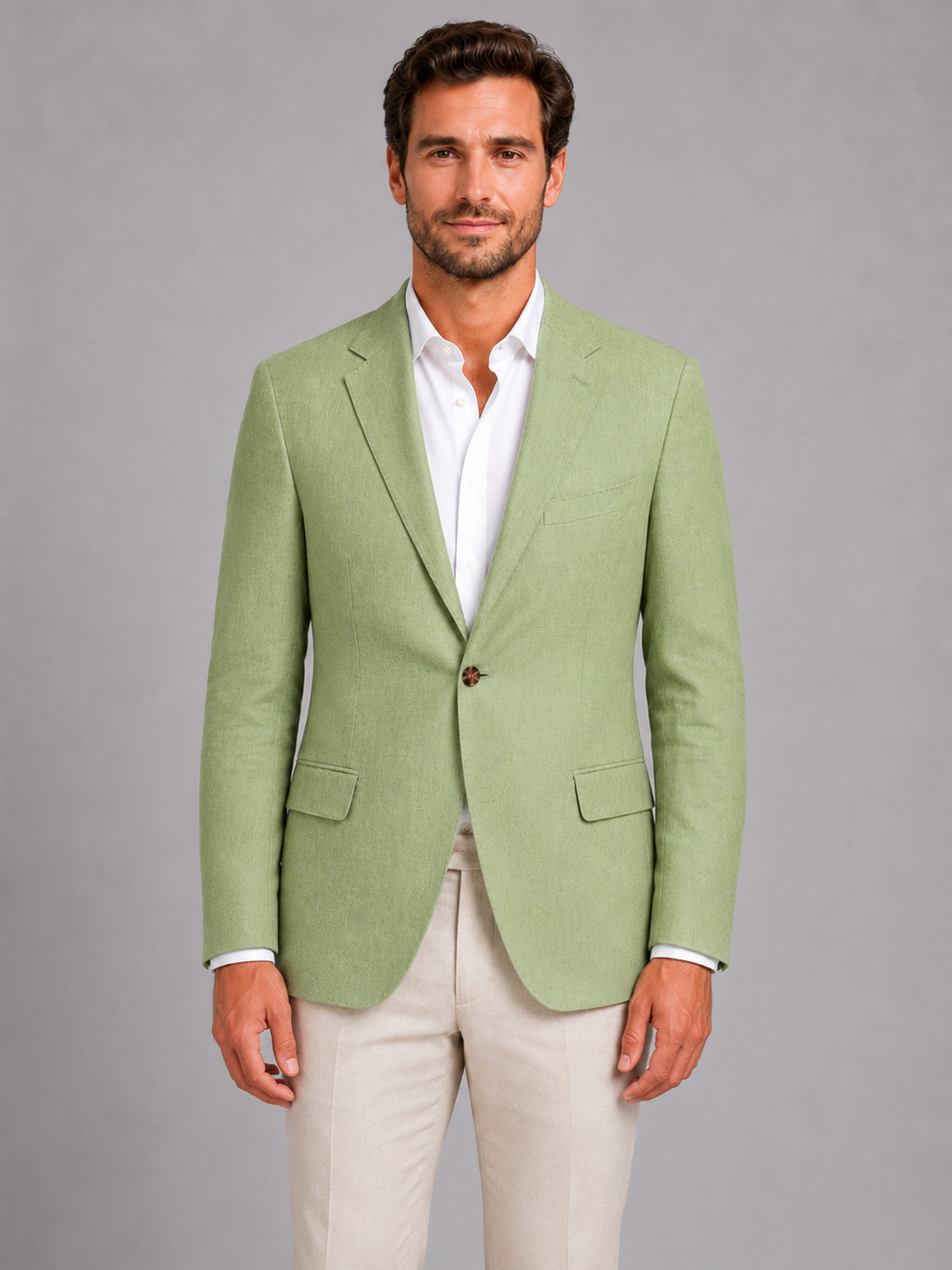 Men’s Single-Button Blazer with Notch Lapel