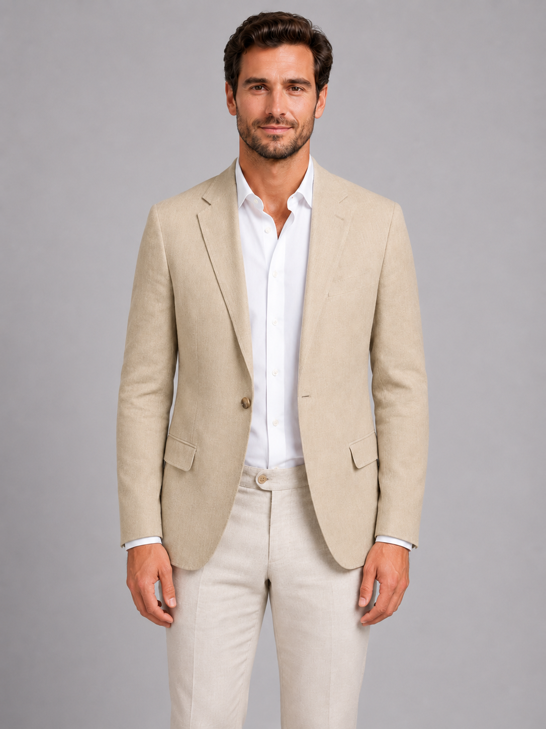 Men’s Single-Button Blazer with Notch Lapel