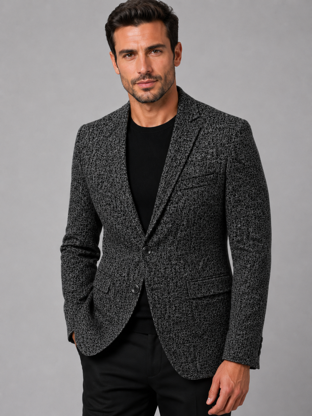 Men’s Textured Blazer with Notch Lapel
