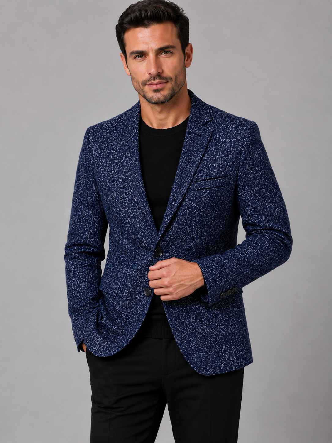 Men’s Textured Blazer with Notch Lapel