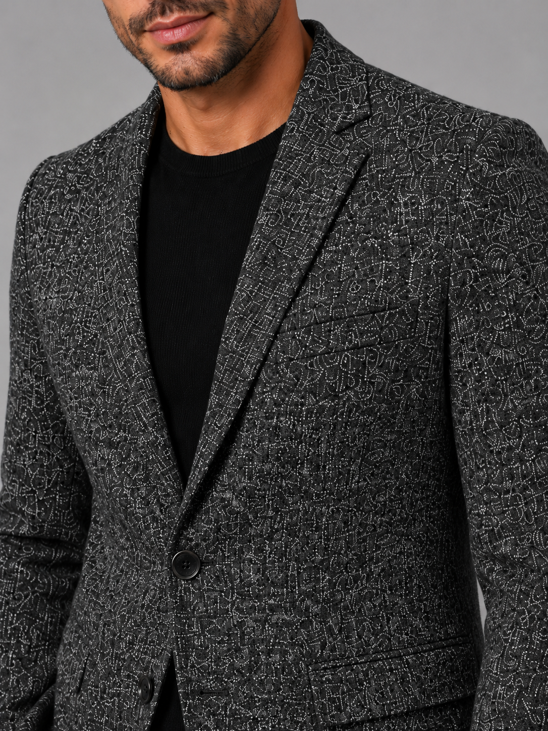 Men’s Textured Blazer with Notch Lapel
