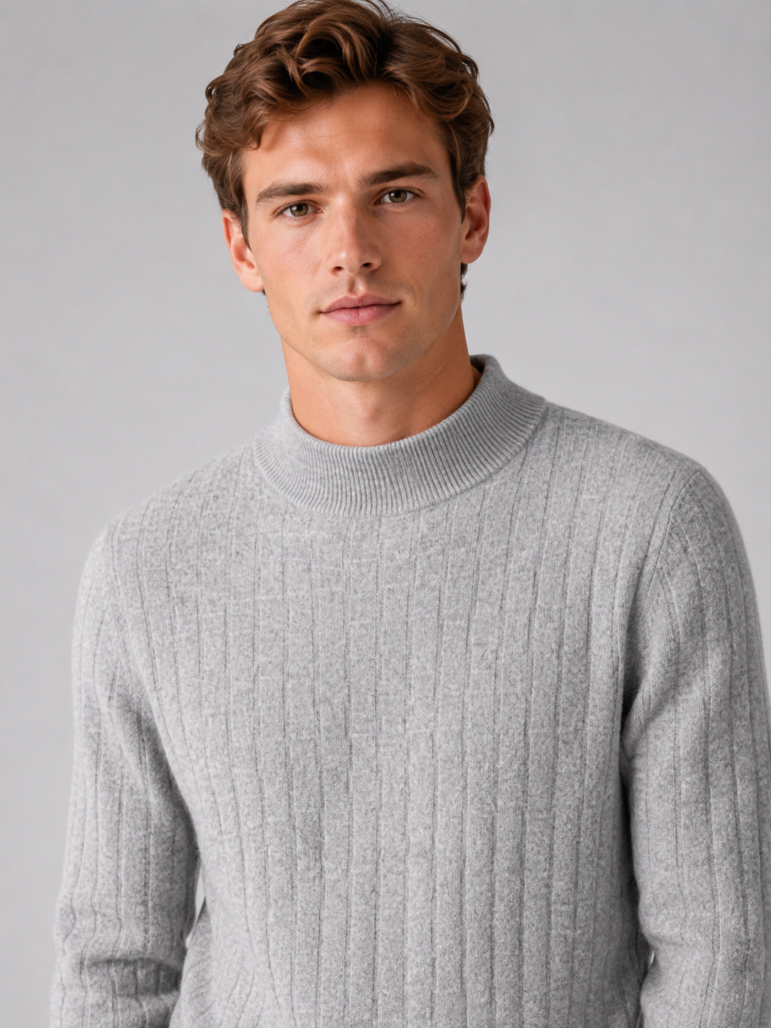 Men’s Textured Mock Neck Knit Sweater