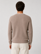 Men’s Two-Tone Crew Neck Knit Sweater with Ribbed Trim
