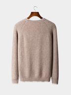 Men’s Two-Tone Crew Neck Knit Sweater with Ribbed Trim