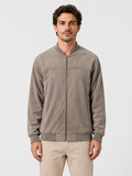 Men’s Zip Front Bomber Jacket with Ribbed Collar