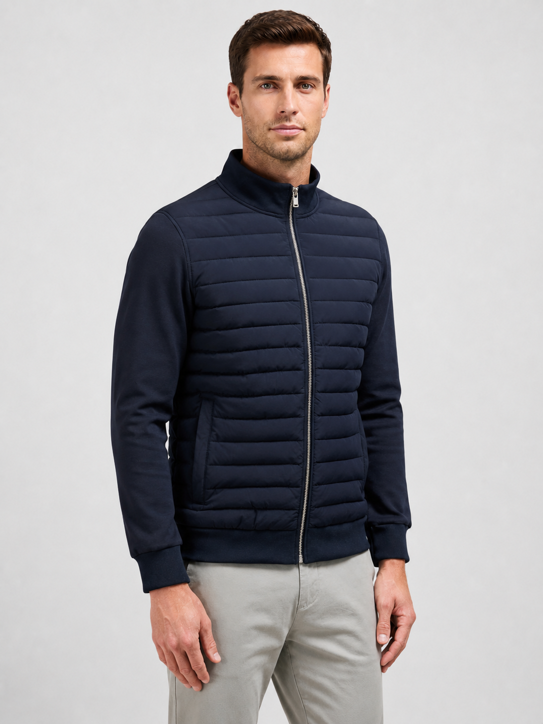 Men’s Zip Jacket with Padded Front Panels