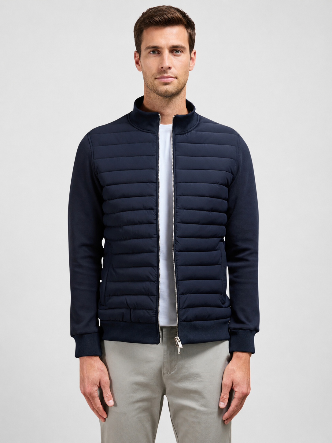 Men’s Zip Jacket with Padded Front Panels