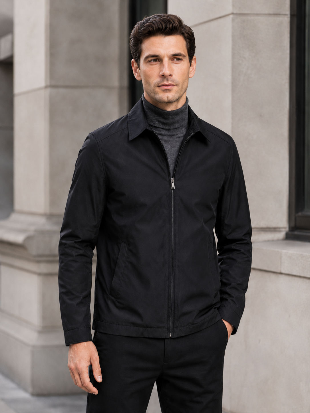 Men’s Zip Jacket with Stand Collar