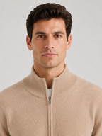 Men’s Zip Knit Cardigan with Stand Collar
