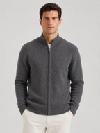 Men’s Zip Knit Cardigan with Stand Collar