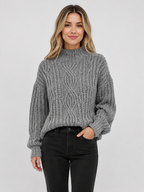 Women’s Cable-Knit Sweater with High Neck