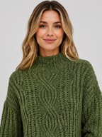 Women’s Cable-Knit Sweater with High Neck