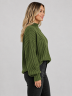 Women’s Cable-Knit Sweater with High Neck