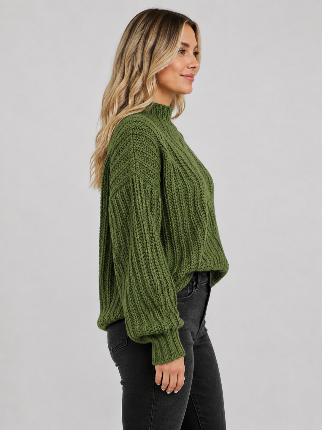 Women’s Cable-Knit Sweater with High Neck