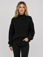 Women’s Cable-Knit Sweater with High Neck