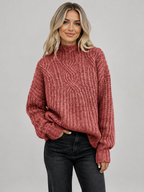 Women’s Cable-Knit Sweater with High Neck