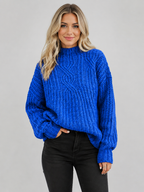 Women’s Cable-Knit Sweater with High Neck