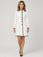 Women’s Contrast-Trim Mini Dress with Front Buttons