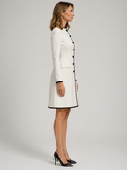 Women’s Contrast-Trim Mini Dress with Front Buttons