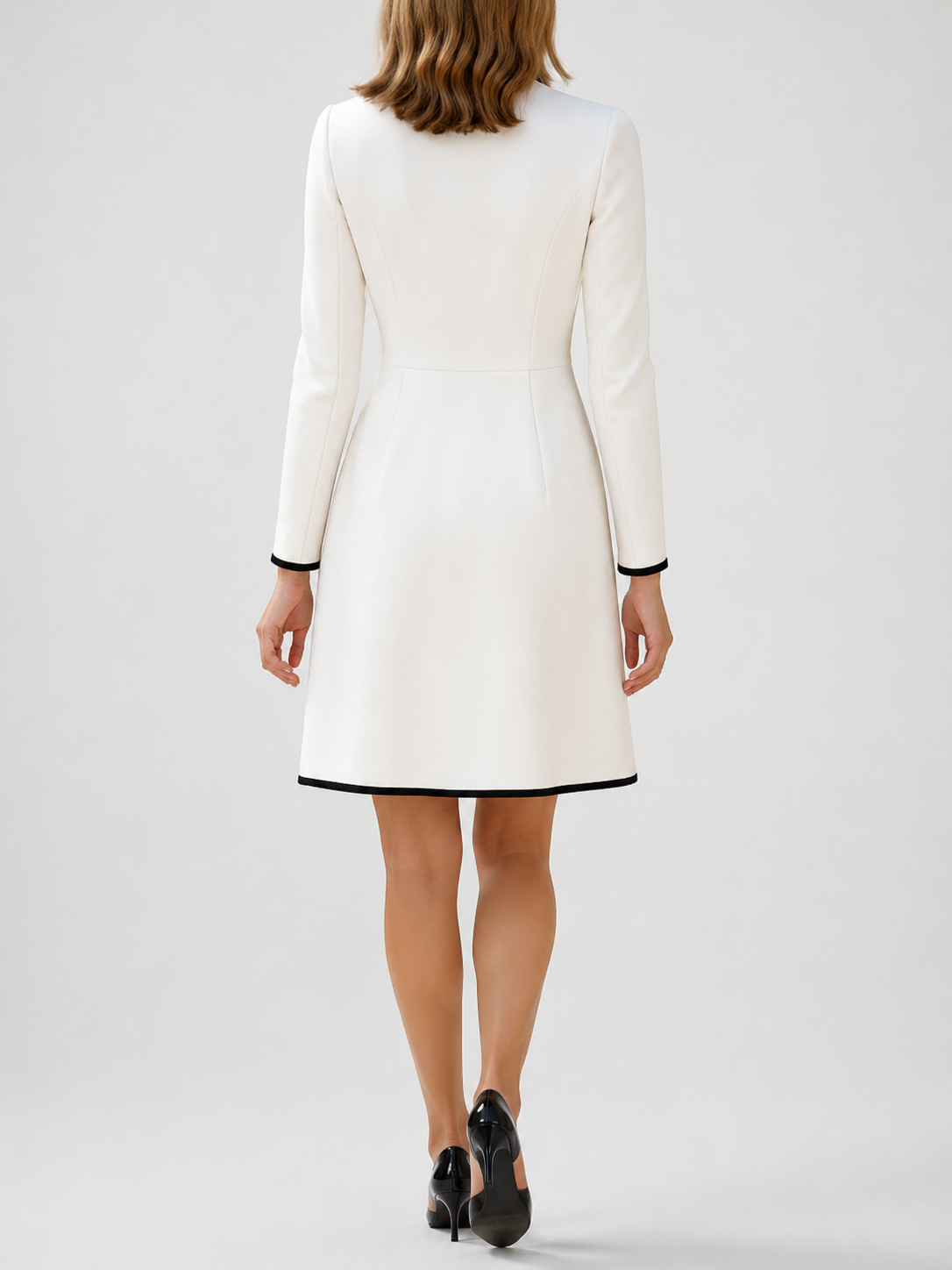 Women’s Contrast-Trim Mini Dress with Front Buttons