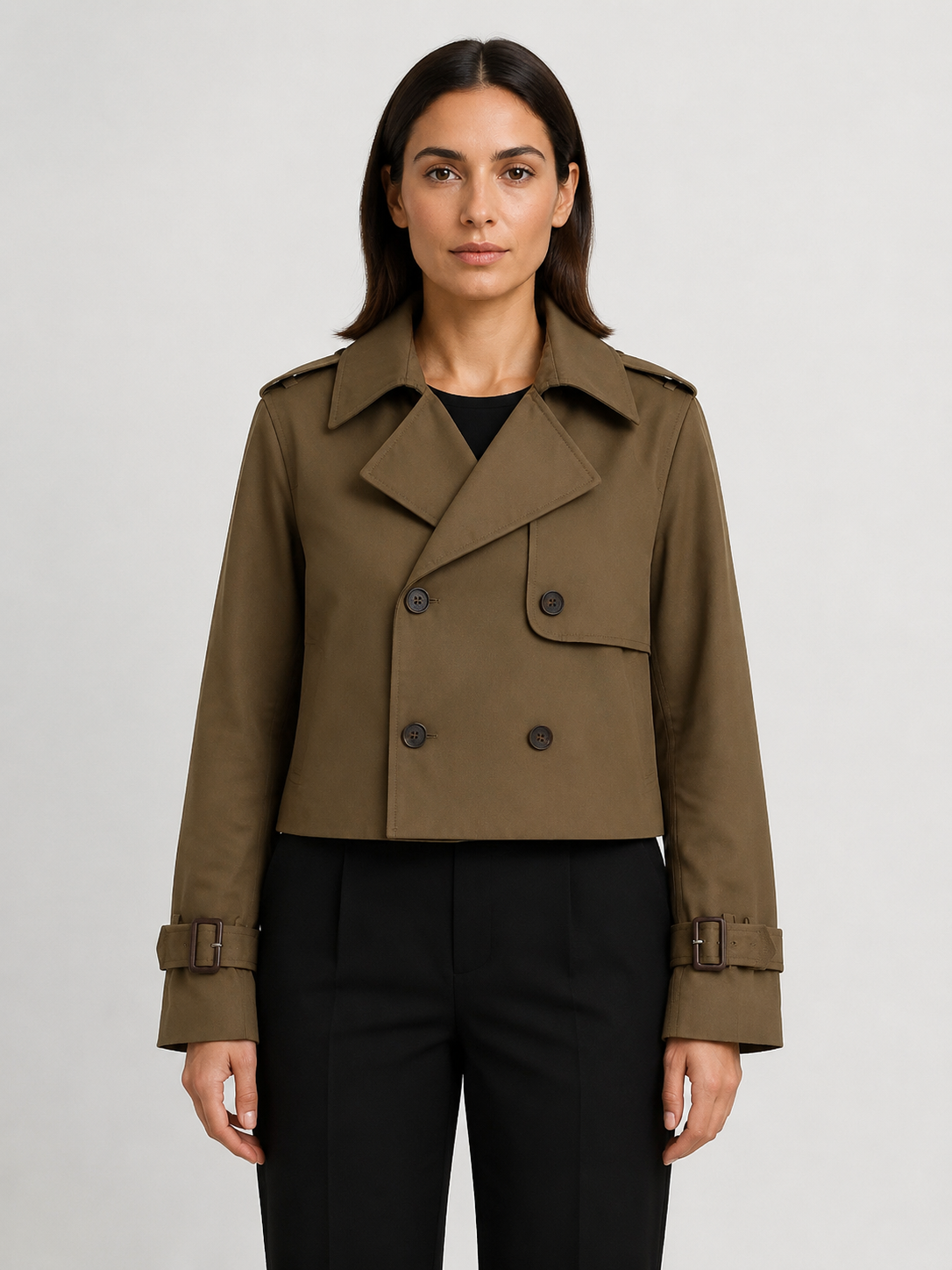 Women’s Cropped Double-Breasted Trench Coat