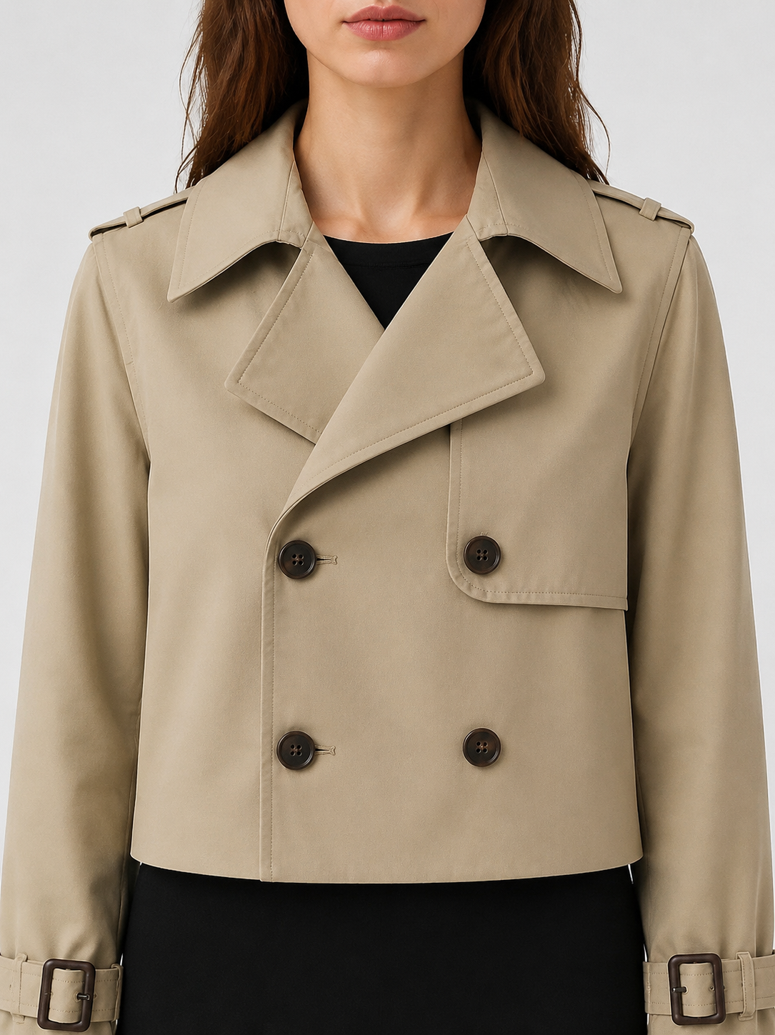 Women’s Cropped Double-Breasted Trench Coat