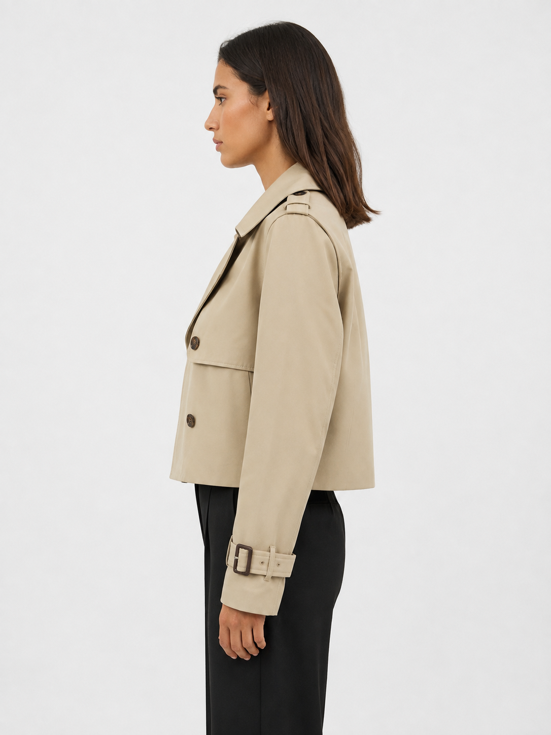 Women’s Cropped Double-Breasted Trench Coat