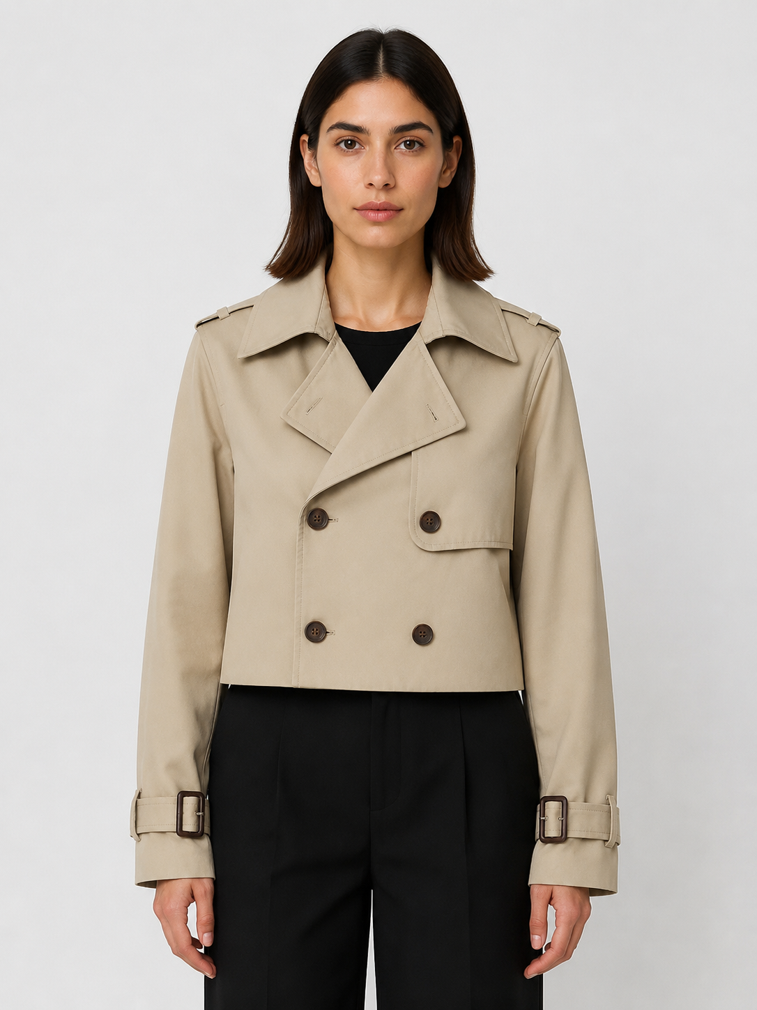 Women’s Cropped Double-Breasted Trench Coat