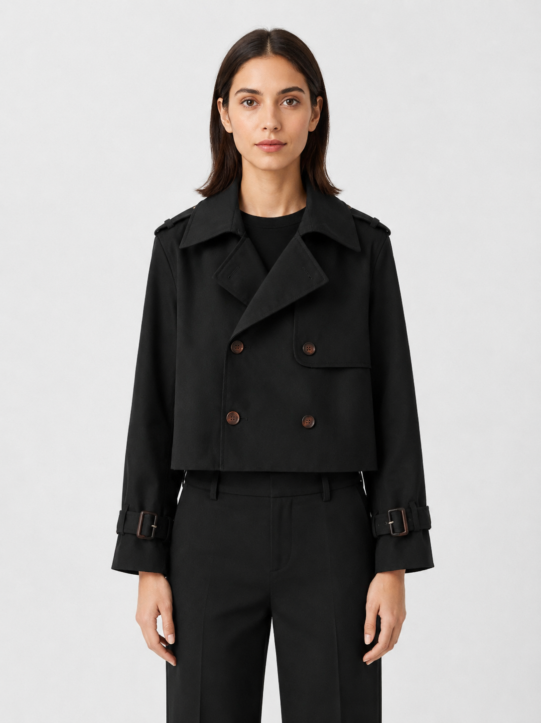 Women’s Cropped Double-Breasted Trench Coat