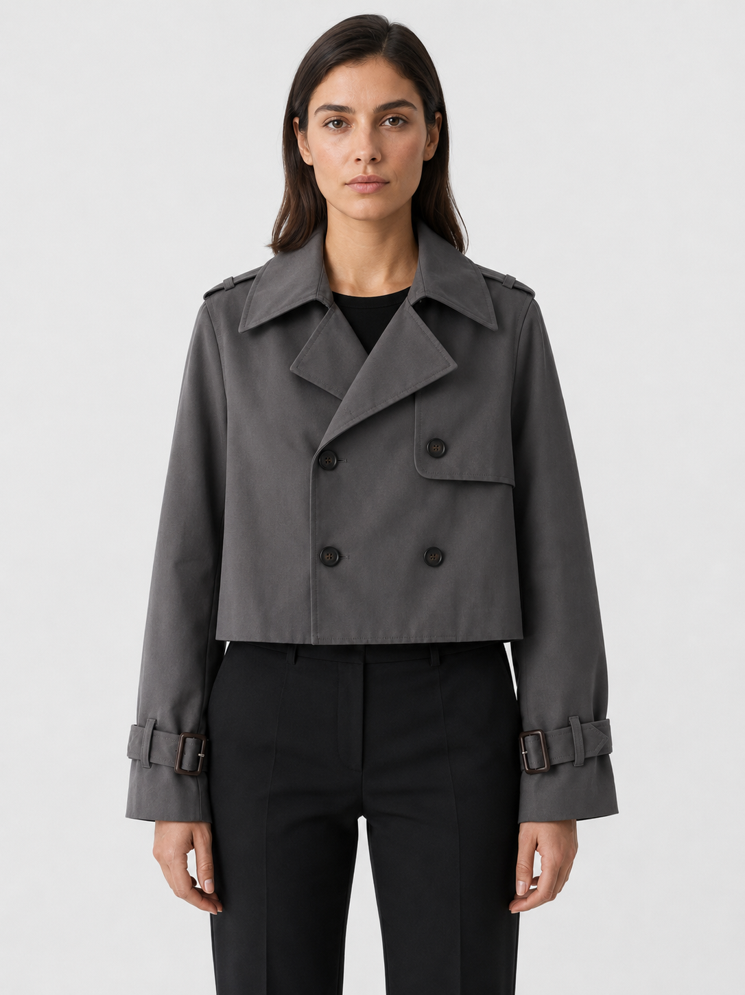 Women’s Cropped Double-Breasted Trench Coat