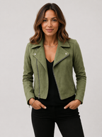 Women’s Cropped Jacket with Asymmetric Zipper