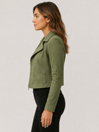 Women’s Cropped Jacket with Asymmetric Zipper