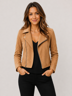 Women’s Cropped Jacket with Asymmetric Zipper