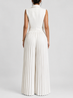 Women’s Double-Breasted Vest Set with Pleated Wide-Leg Pants