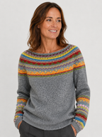 Women’s Geometric Pattern Sweater with Long Sleeves