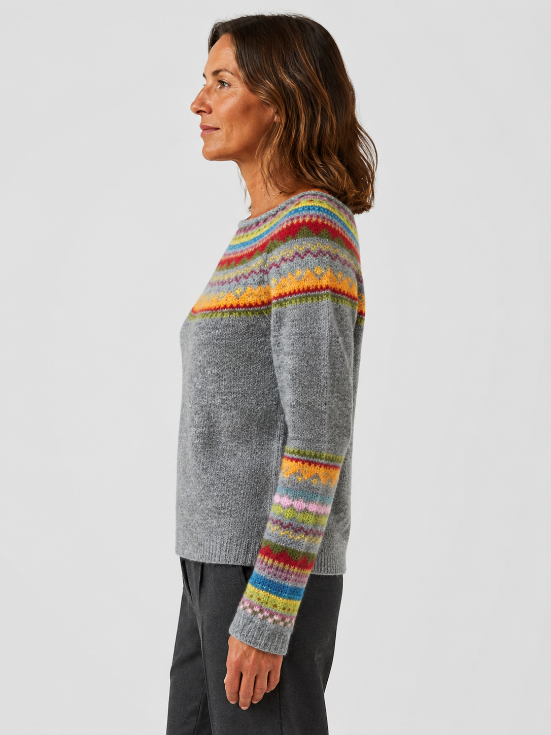 Women’s Geometric Pattern Sweater with Long Sleeves