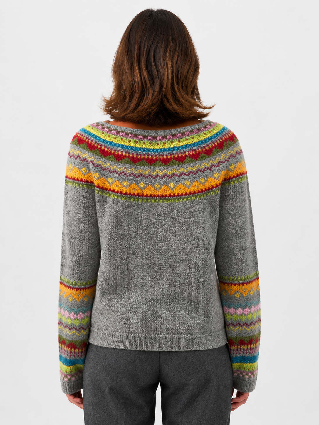 Women’s Geometric Pattern Sweater with Long Sleeves