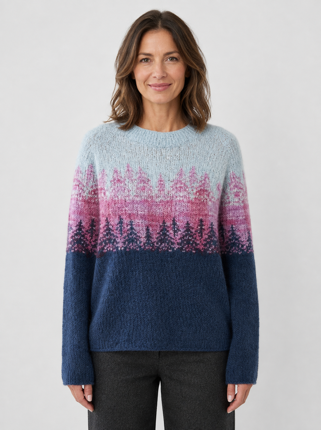 Women’s Geometric Pattern Sweater with Long Sleeves