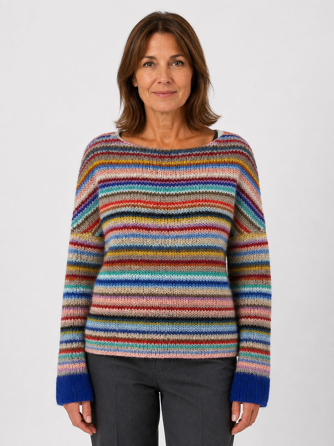 Women’s Geometric Pattern Sweater with Long Sleeves