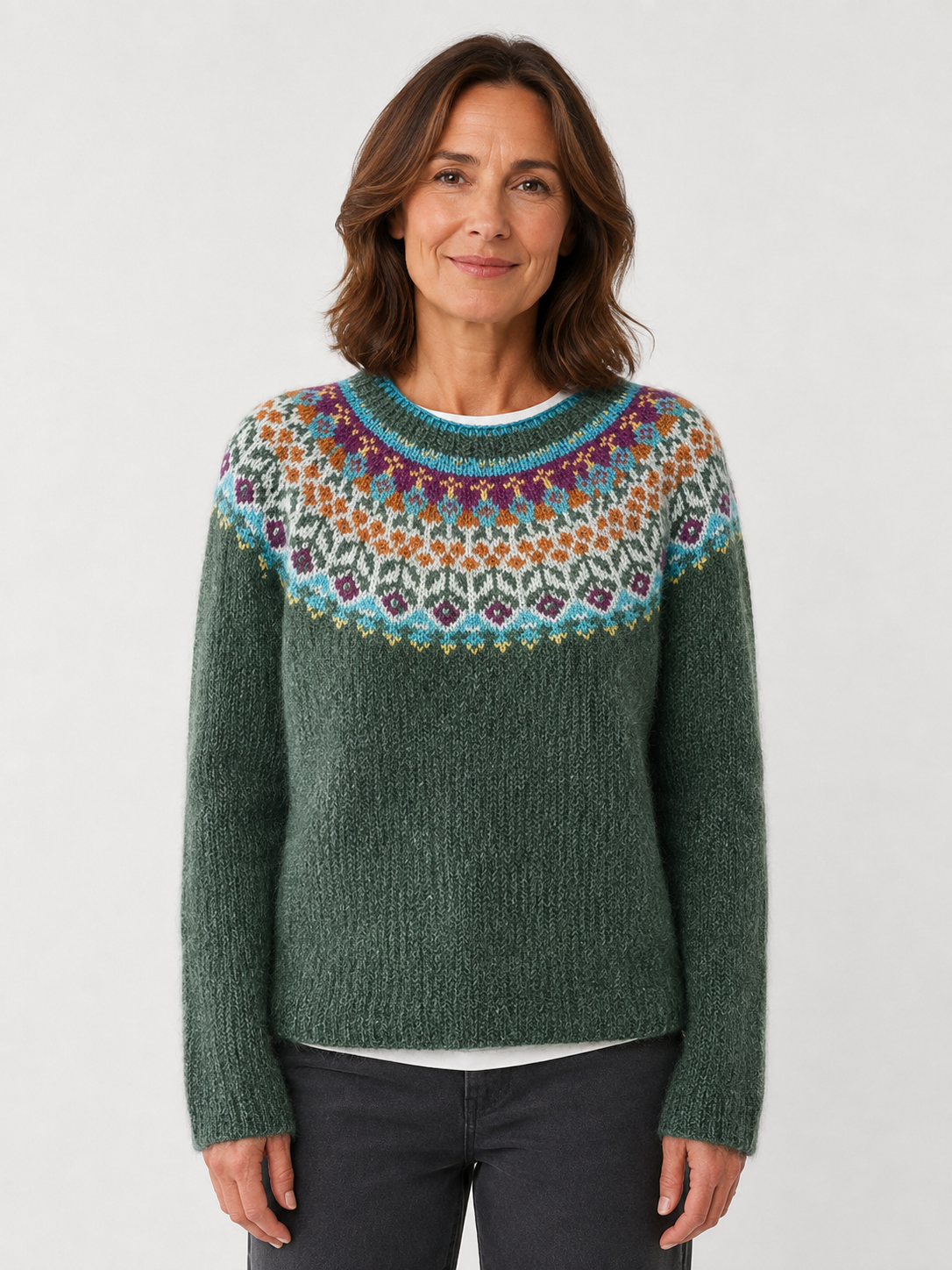 Women’s Geometric Pattern Sweater with Long Sleeves