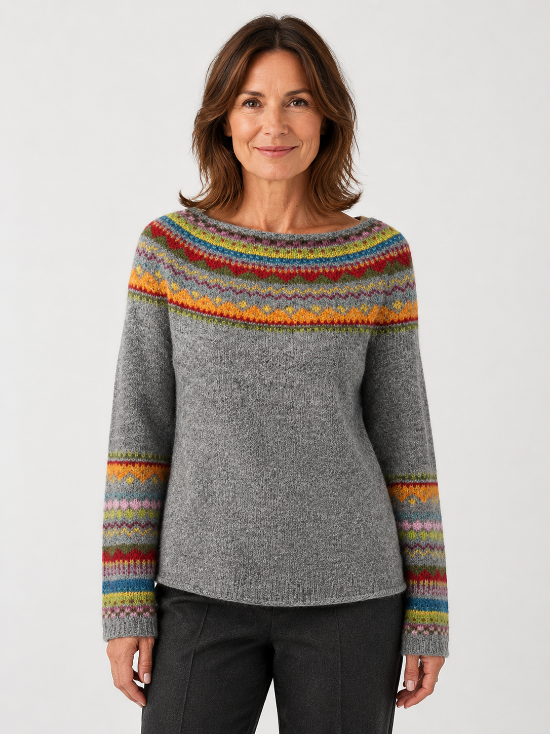 Women’s Geometric Pattern Sweater with Long Sleeves