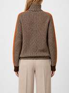 Women’s Herringbone Turtleneck Sweater with Contrast Sleeves