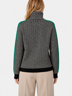 Women’s Herringbone Turtleneck Sweater with Contrast Sleeves