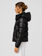 Women’s Hooded Puffer Jacket with Front Zip