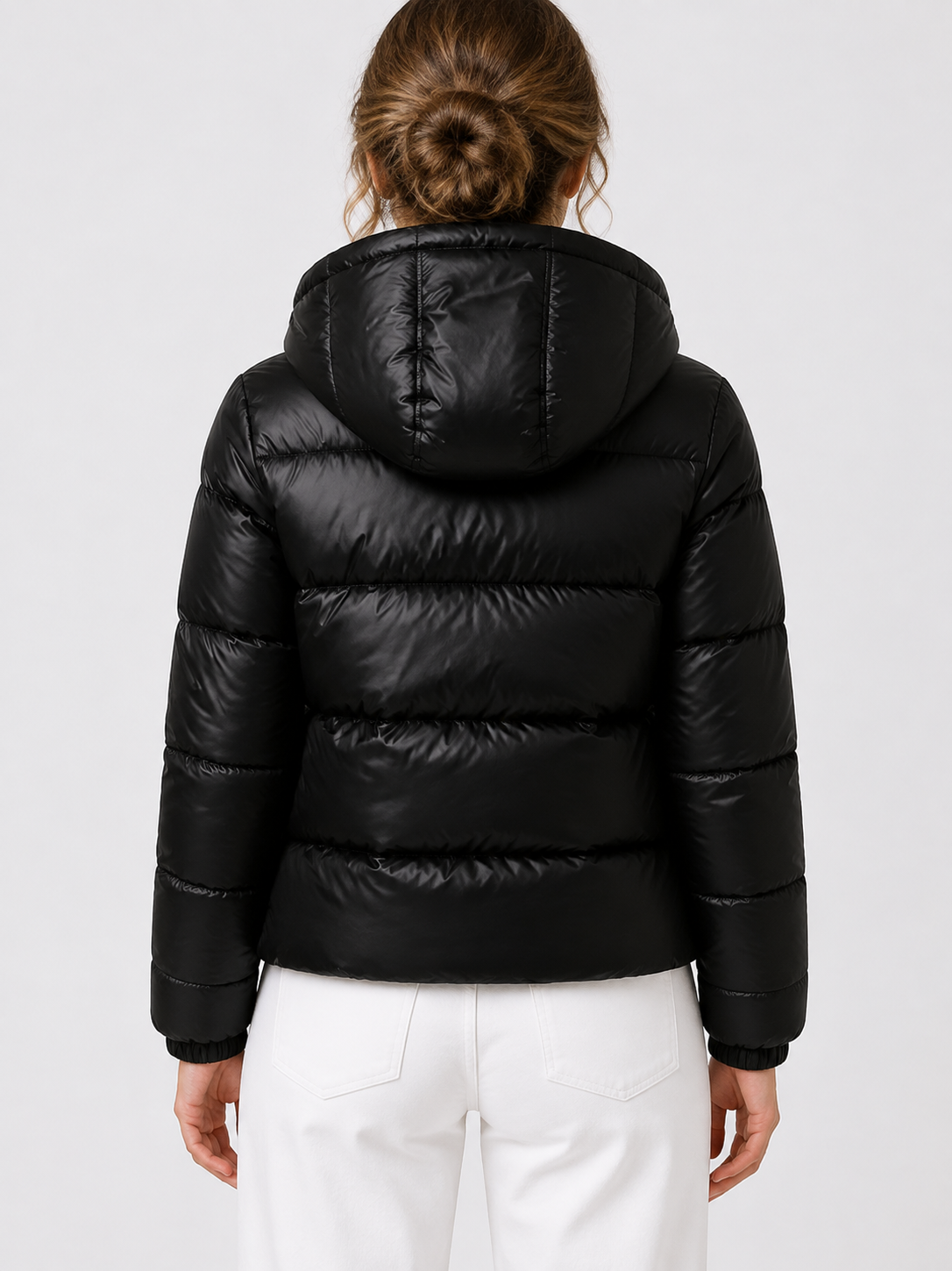 Women’s Hooded Puffer Jacket with Front Zip