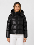 Women’s Hooded Puffer Jacket with Front Zip