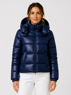 Women’s Hooded Puffer Jacket with Front Zip