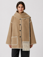Women’s Loose-Fit Mid-Length Coat with Scarf Detail