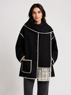 Women’s Loose-Fit Mid-Length Coat with Scarf Detail